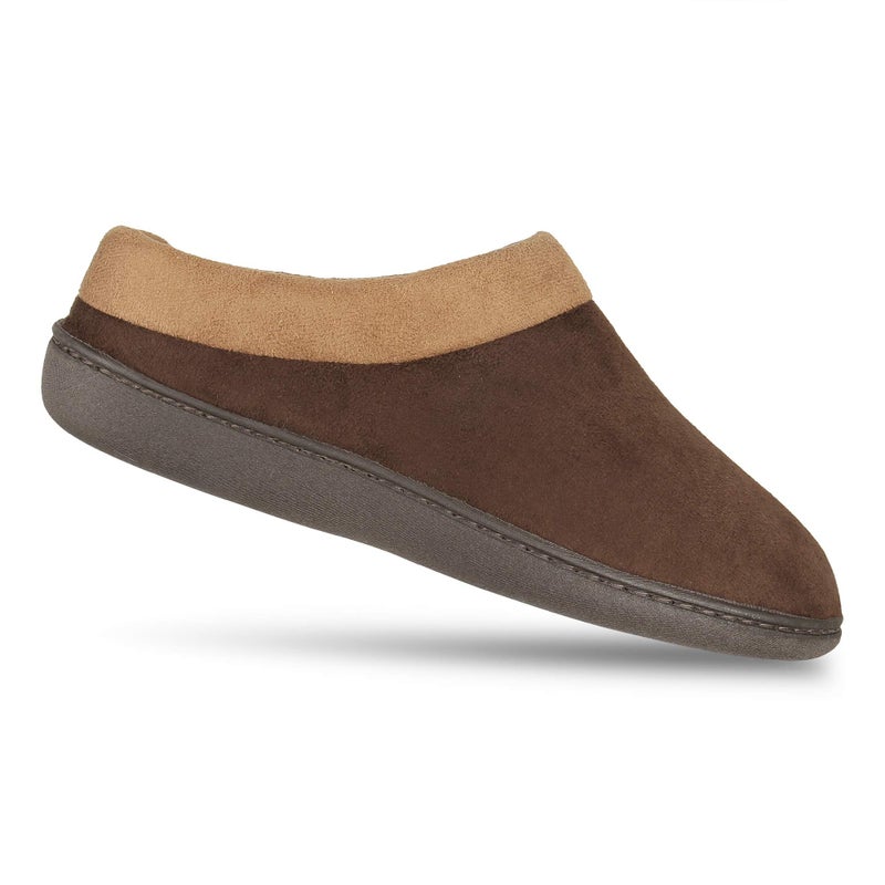 Hanes Men's Memory Foam Indoor/Outdoor Microsuede Clog Slipper Shoe, Brown, Large - Image 5